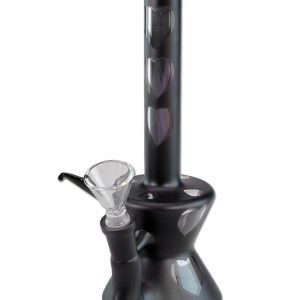 Bong in vetro con cuori nero opaco