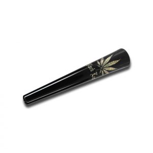 Chillum in vetro  "Black Leaf"  230mm