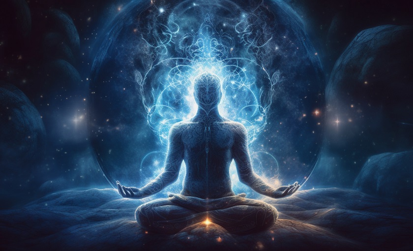 Meditation and spirituality background banner or wallpaper, concept of enlightenment and buddhism